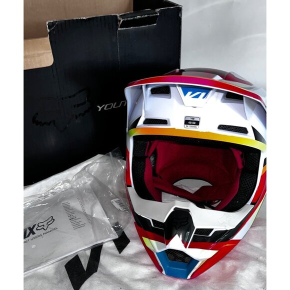 Fox Other - Fox Youth V1 Motocross Helmet Red White YM Box & Dust Bag Included Super Conditi